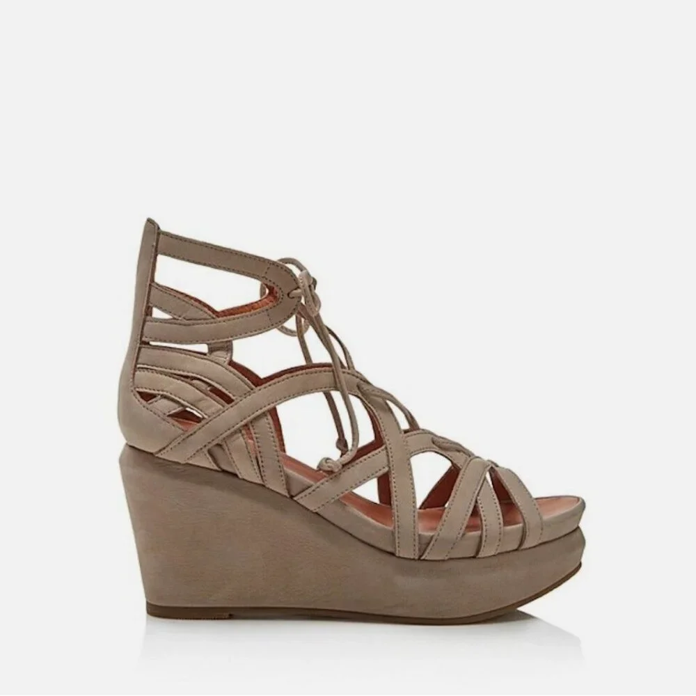 NWOB Gentle Souls by Kenneth Cole Joy Lace Up Wedge Sandals
